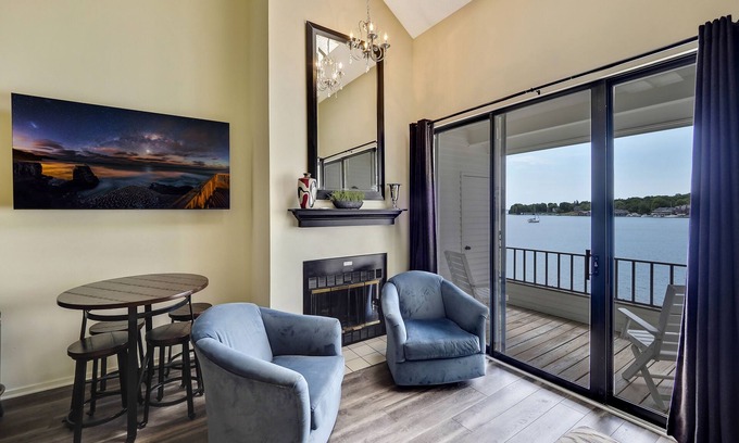 Charlevoix Condo | Elegant Lake Charlevoix Views | Downtown Charlevoix | Pool, Hot Tub, Sauna