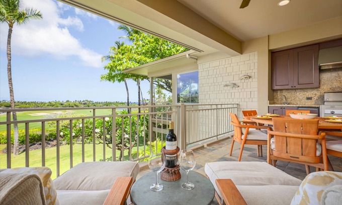 Kaupulehu Condo | Elegant & Serene Wai'ulu Villa 115D w/AC, Resort Pool & Golf Course Views