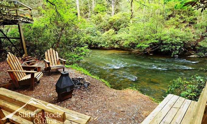 Ellijay Cabin | Ellijay River flat land, rustic, hot tub, pet friendly-fenced yard.