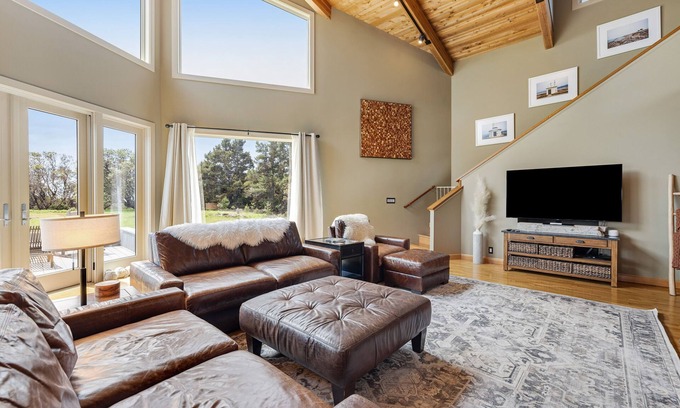 Sea Ranch House | Enjoy a private hot tub, deck, distant ocean view, fireplace, and pool