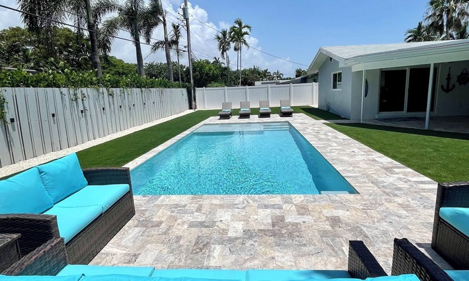 Coral Heights House | Escape in Backyard Oasis! Saltwater heated pool, 2 miles to the beach!