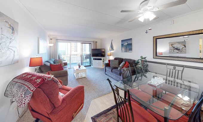 North Ocean City Condo | Excalibur Condo w/ Partial Ocean View, Balcony, WiFi, Laundry & Shared Pool