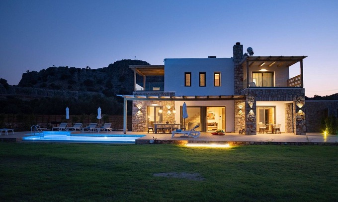 Pefkos Villa | Executive Rhodes Villa | Villa Alkyoni | Rural 3 bedroom Villa with Sea Views |.