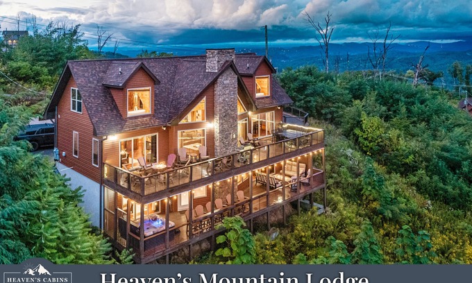 Chalet Village North Cabin | EXTRAORDINARY Luxury Cabin! PANORAMIC Views! Decks! Fire Pits! Theater! Gaming!