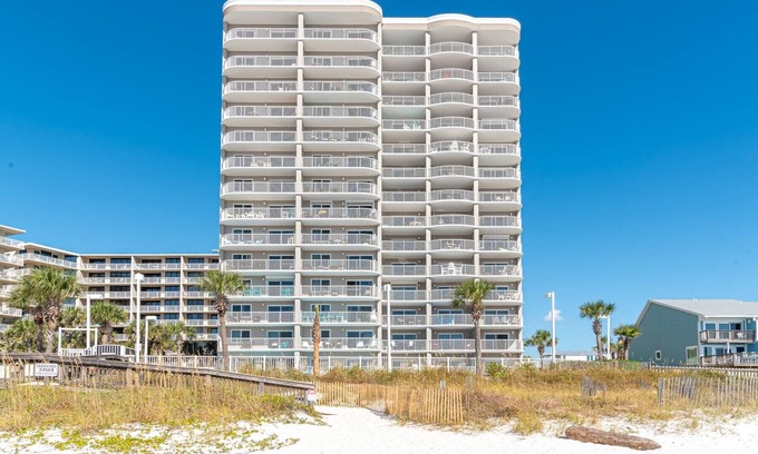 Orange Beach Condo | Fall getaway at Tradewind in Orange Beach-indoor pool