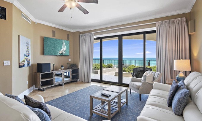 Crystal Beach Condo | Fall Stays Available! Villa Coyaba 104 ~ Luxury Gulf Front First Floor! Beach Chair Service!