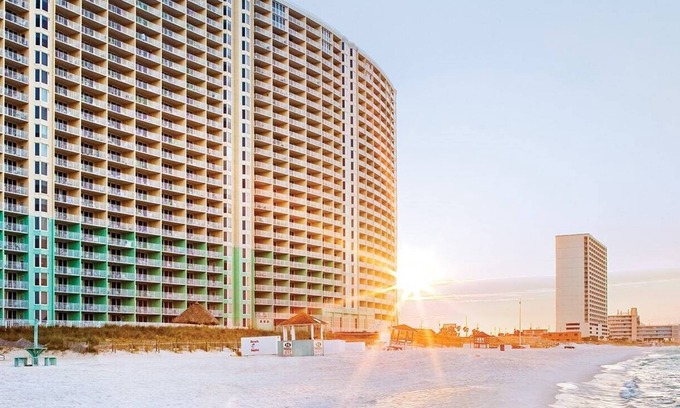 Panama City Beach Condo | Family Friendly 2 BR 2 Bath Kitchen & Balcony Condo On the Gulf Views And Beach