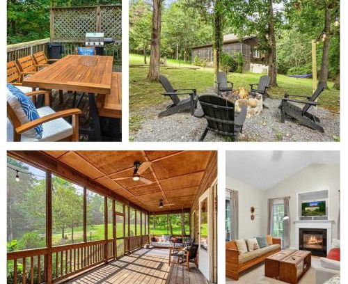 Luray House | Family Screened Porch with Swing Fire Pit Grill and Deck