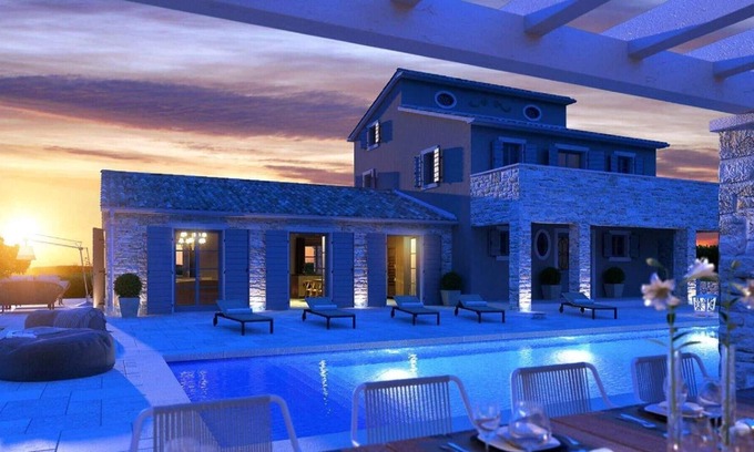 Baderna Villa | Fantastic designer villa with stunning sea views and large pool