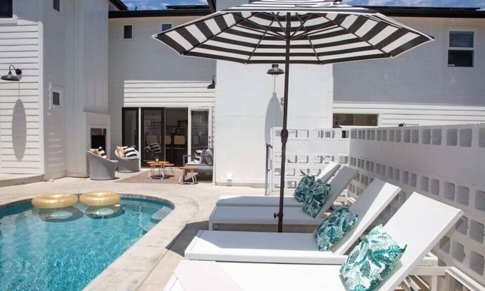 Leucadia House | Farmhouse Retreat: pool, spa, fireplace, yoga deck