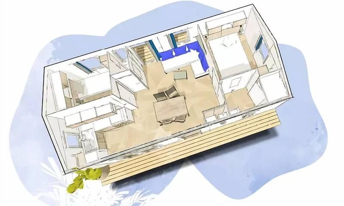 Daglan House | Ferienhaus BAHIA (4 pers) 2 Schlafzimmer-TV-Klimaisation-Dishwasher-Terrasse mit Bank bedeckt 4 Personen