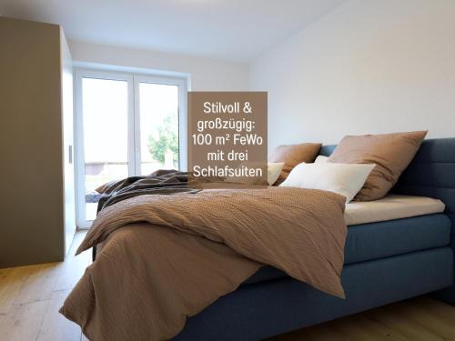 Hockelheim Apartment | FeWo Blaue Lagune Northeim- neu, modern, geräumig - 100 qm - 3 Schlafzimmer- bis 6 Gäste, Kleinkinder reisen gratis - mit Garten, Grill & Terrasse - Fußbodenheizung - Smart-TV - Küche mit Backofen Spühlmaschine, Toaster - Fahrradkeller - nahe Göttingen