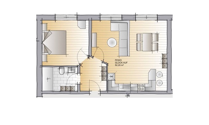 Konigssee Apartment | FeWo Glück Auf, 2-4 Personnen 1 Schlafzimmer, Wohnküche, Mansarde m. Dachgaube