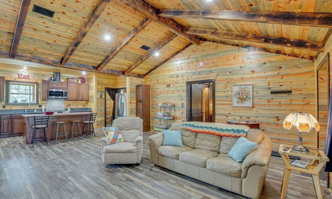 Quitman Cabin | Fire Pit at Dog-Friendly Countryside Quitman Cabin