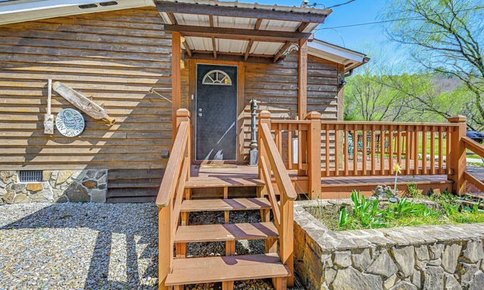 Robbinsville Cottage | Fire Pit & Decks: Creekside Cabin in Robbinsville