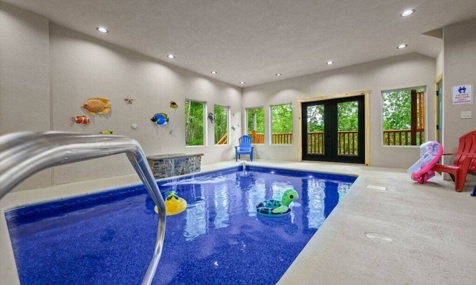 Sevierville Cabin | Firefly Springs! Indoor pool cabin! Sleeps 8-10 Pool table/Arcades/Xbox/hot tub