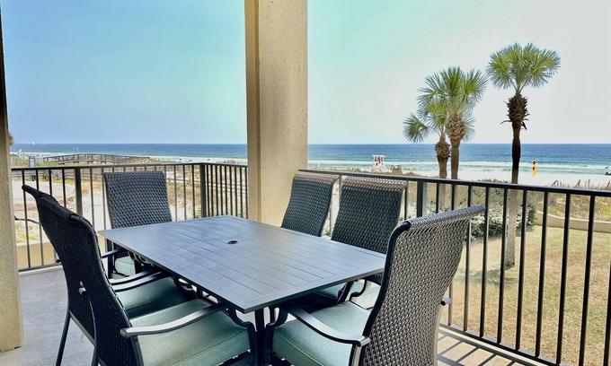 Orange Beach Condo | First Floor Beachfront Corner Unit with Great Views!