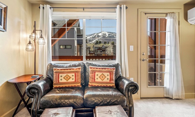Steamboat Springs Condo | First Light, Ski Area Views, AC Unit in Living Space, Deck and Desk for Working!