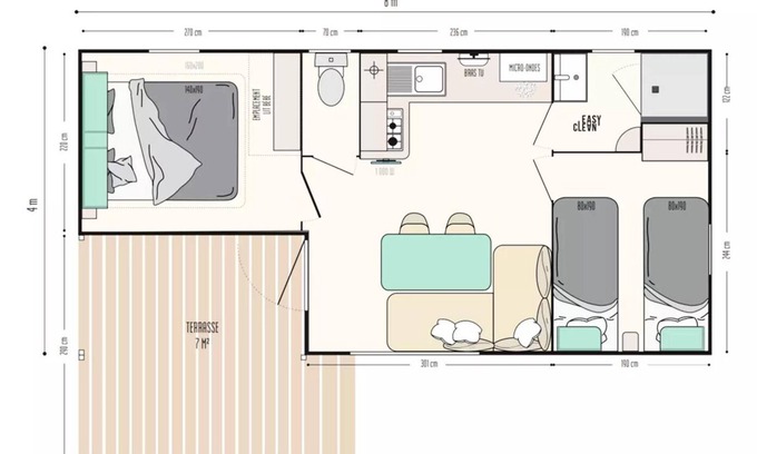 Mers-les-Bains House | Flower Le Domaine du Rompval * - Mobile home 25m2 Premium (2ch-4pers) including semi-covered terrace + TV + LV + BBQ 4 people