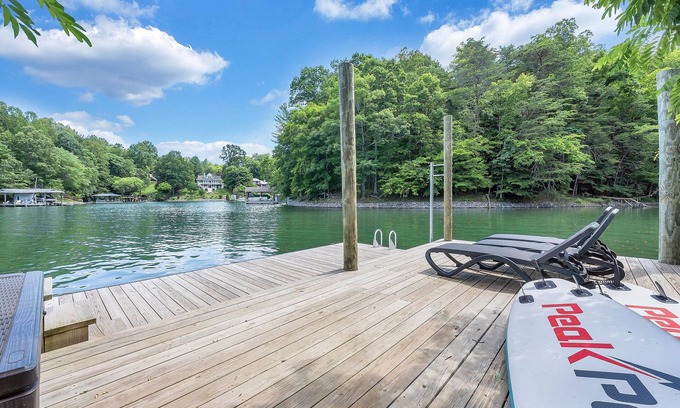 Moneta House | Foothills Retreat, New Lakefront Luxury w/Covered Decks + Hot Tub, Fire Pit Terrace, Dock & More!