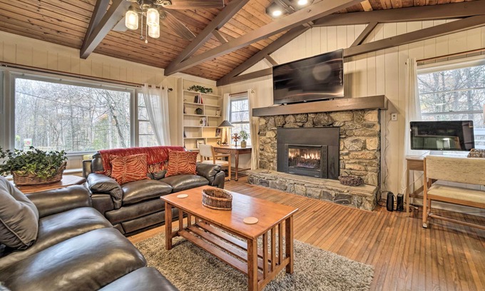 Maggie Valley House | Forested Family Retreat w/ Wraparound Deck & Patio