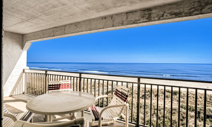 Crescent Beach Condo | Fourth-floor oceanfront condo with heated pool, tennis & central AC