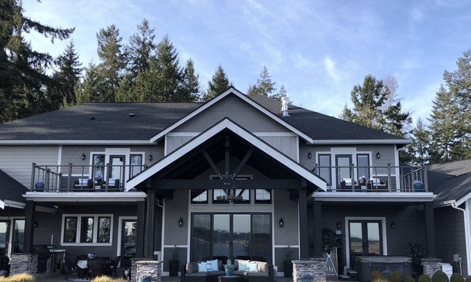 Fox Island Apartment | FOX LODGE - Private hottub & fire pit! Shared pool with mountain & water views!