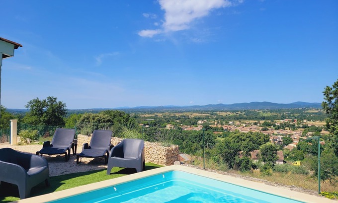 Saint-Jean-de-Maruejols-et-Avejan House | Quiet villa with view, air conditioning and swimming pool. Near Vallon. Gard/Ardeche.