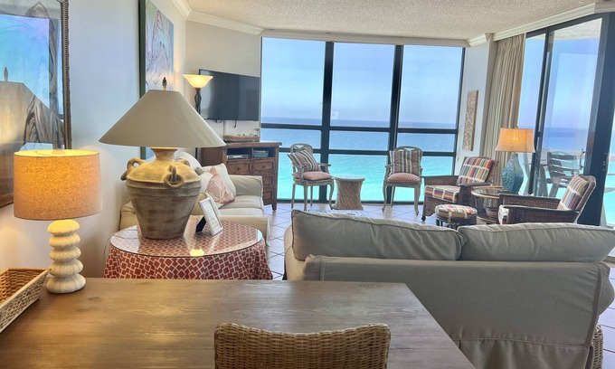 Miramar Beach Condo | Free Beach SRVC! Luxury & VIEWS for miles! Free Beach Bonfires M/F nights!