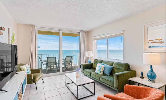 Indian Shores Condo | FREE PERKS INCLUDED! Sand Castle I 908 - GULF FRONT Condo!