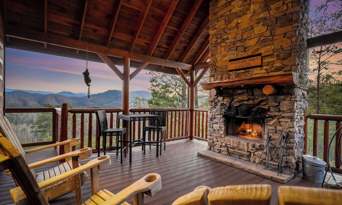 Gatlinburg - Pigeon Forge Cabin | Free Tickets | Luxury Cabin, Jaw Dropping Views, Hot Tub, Games, Fire-Pit