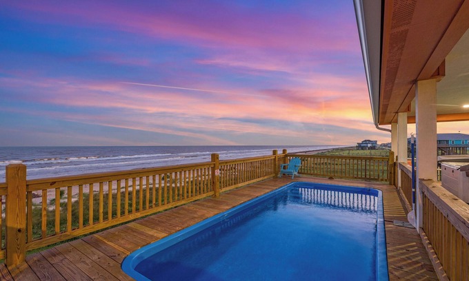 Port Bolivar House | Front Row Pool - chilled & heated - hot tub- beachfront
