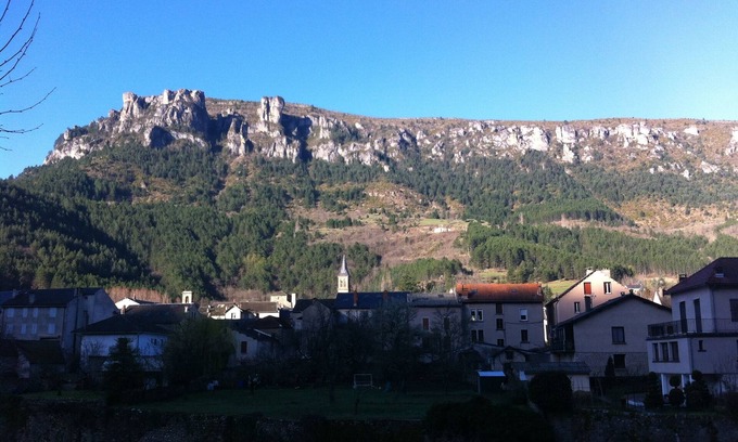 Florac Apartment | Full Center of Florac, view of the Causse Méjean