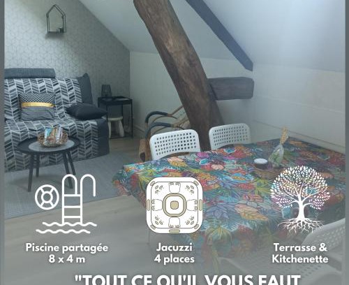 Saint-Georges-sur-Cher Apartment | Gîte 4 pers, Jacuzzi privatif & Piscine & Lit cabane