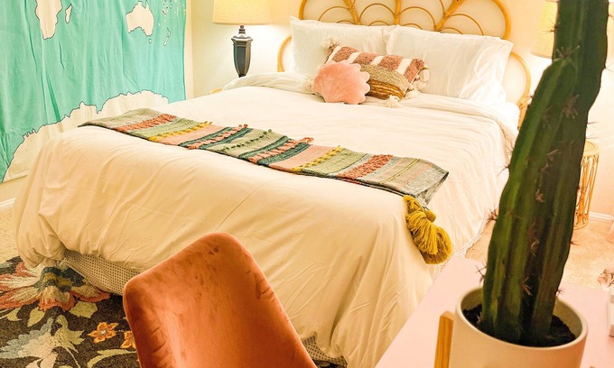 Rancho Cucamonga Condo | Gated Boho-chic 2-bedroom condo in Rancho Cucamonga near ONT Airport