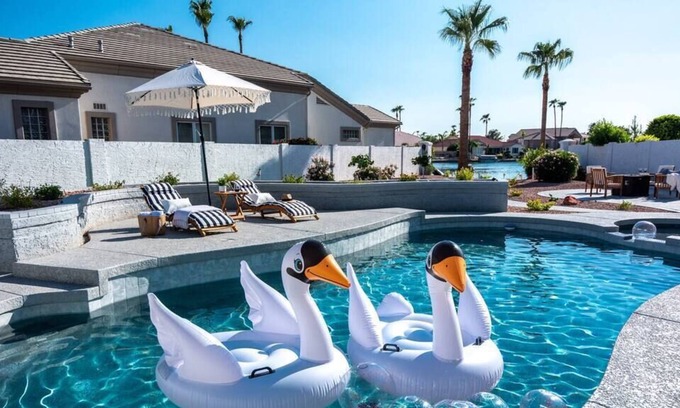 Val Vista Lakes House | Gilbert Grand Lakefront Estate & Family Game House