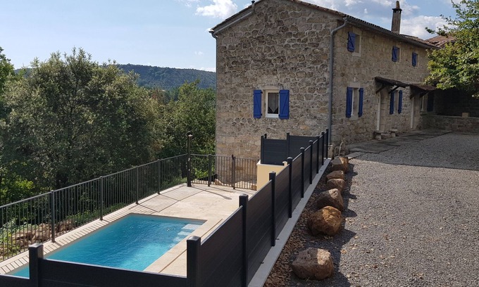 Les Assions Other | Gîte Ardèche, private and secluded swimming pool, large courtyard, terraces,