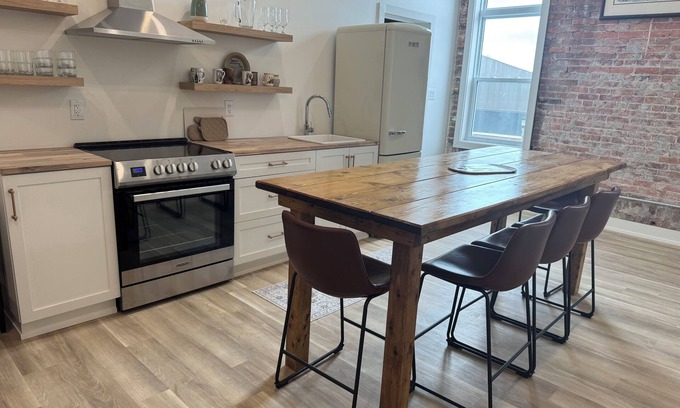 Harwich Apartment | Golden Acre Suites | 3BR Downtown Loft w/Exposed Brick & Urban Charm