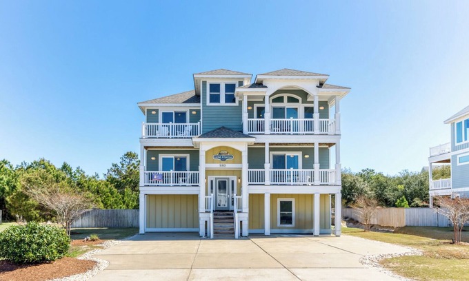 Whalehead Beach House | Gone Coastal at Corolla Shores Modern 7 Bedroom Home w/Private Pool & Recreation.