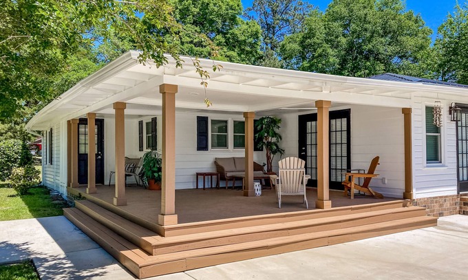 Little River House | Gorgeous coastal cottage with patio, covered deck, AC, & W/D