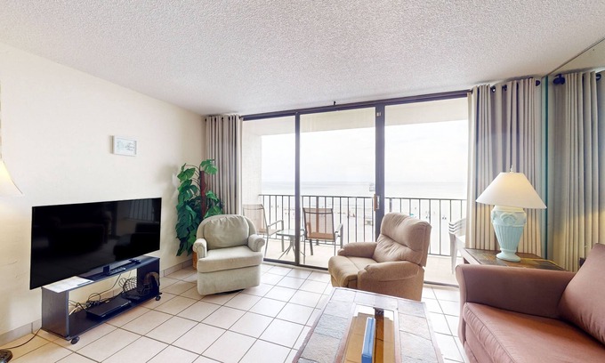 Panama City Beach Condo | Gorgeous Gulf-view condo with private balcony, beach access, & pool
