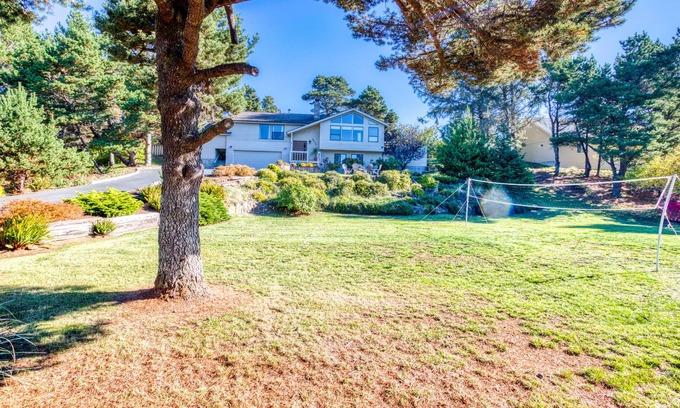 Surf Pines House | Grand Home Near the Beach w/ a Private Hot Tub, Free WiFi, & a Firepit