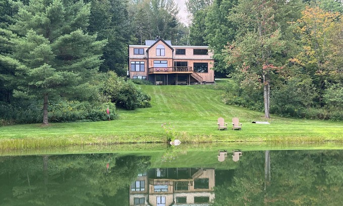 Stowe House | Green Mountain Haus: 4 br, fireplaces, a/c, private pond, mountain views!