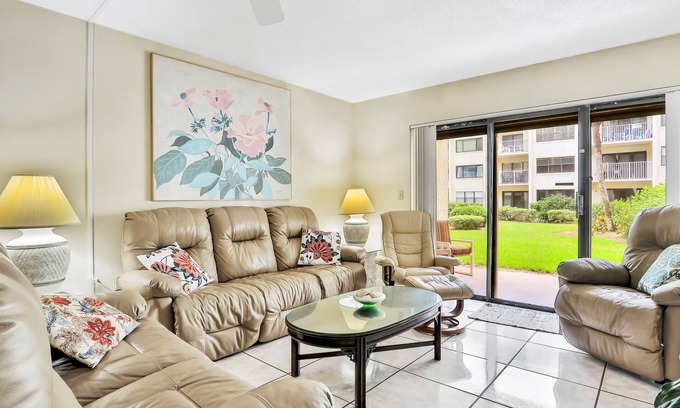 New Smyrna Beach Condo | Ground-floor condo in oceanfront complex with patio, AC, tennis, & pool