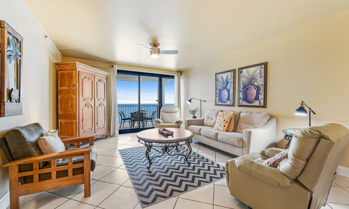 Orange Beach East Condo | Gulf-front 6th-floor condo with balcony, pool, hot tub, & sauna - beach access
