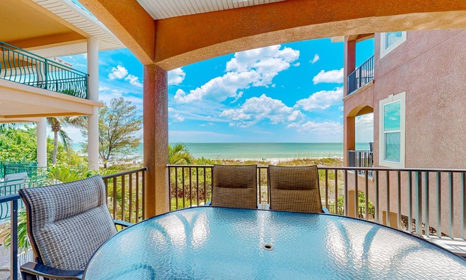 Sunset Beach House | Gulf-front estate with heated pool & balcony views - direct beach access