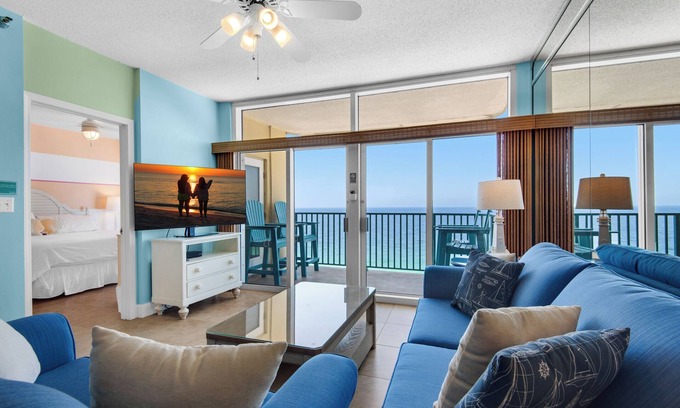 Destin Condo | 🌊Gulf Front~Panoramic View~Balcony~Pool~Hot Tub~Tennis Court~2BR Jade East 1730