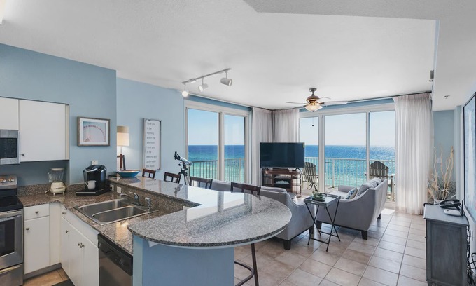 Panama City Beach Condo | Gulf Front Spectacular Views, Same Floor Resvd Parking, Shores of Panama 703