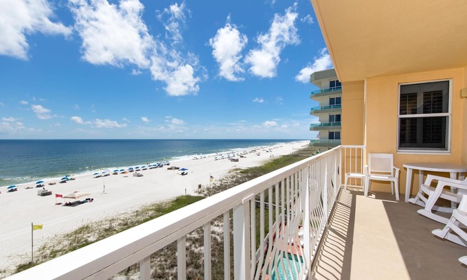 Orange Beach Condo | Gulf Views at Emerald Key! Location, Location! Welcome to Emerald Key 501, a fre