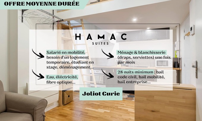 5th Arrondissement Apartment | Hamac Suites - Studio Joliot Curie - Lyon 5